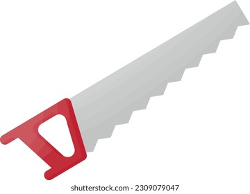 Vector illustration of a handsaw. Elements and tools of carpentry, carpenter.