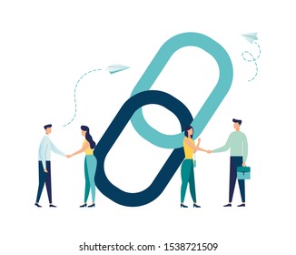 vector illustration, handshake concept, link as a strong union and cooperation