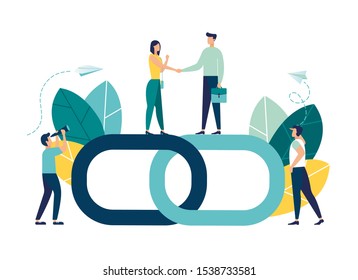 vector illustration, handshake concept, link as a strong union and cooperation
