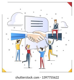 Vector illustration. Handshake. Conclusion of a contract, successful partnership. Cooperation. Conclusion of the transaction