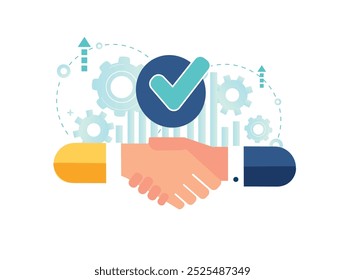 Vector illustration, handshake, conclusion of a contract, successful partnership, cooperation