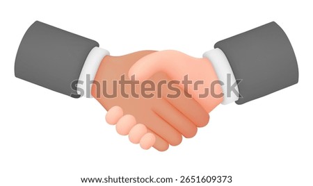 Vector illustration, handshake, conclusion of a contract, successful partnership, cooperation. Handshake of business partners. Vector 3D style illustration. Modern render icon. Contract agreement
