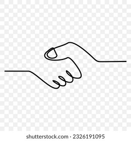 vector illustration of a handshake, continuous line drawing