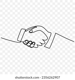 vector illustration of a handshake continuous line drawing
