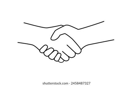 Vektorillustration Handshake-Symbol. Vereinbarung. Handgezeichnetes Handschütteln 