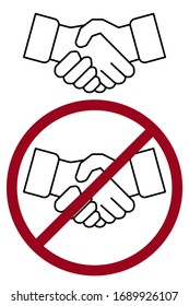 Vector illustration. Handshake icon. Symbol for business. Sign ban handshakes. Quarantine.