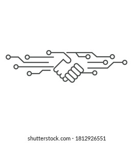 
Vector illustration. Handshake robots. Artificial Intelligence .