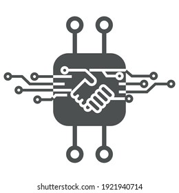 
Vector illustration. Handshake robots. Artificial Intelligence .