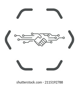 Vektorgrafik. Handshake Roboter. Künstliche Intelligenz.