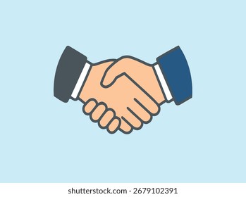 Ilustração vetorial de um aperto de mão simbolizando acordo, cooperação, parceria, trabalho em equipe e negócios