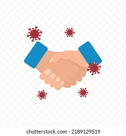 Vector illustration of handshake transmits the virus. Colored vector for website design .Simple design on transparent background (PNG).
