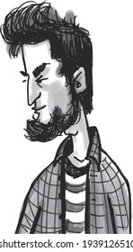 ilustración vectorial del hombre barbudo apuesto 