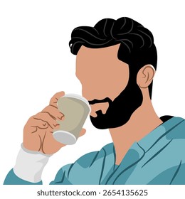 Vector illustration of a handsome man drinking a cup of coffee