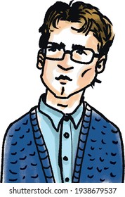 ilustración vectorial de un joven inteligente apuesto en gafas