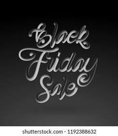 Vector illustration: Handwritten 3D lettering composition of Black Friday Sale on dark background
