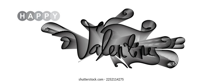 ilustración vectorial de la valentina feliz en blanco y negro manuscrita. Fondo blanco. y colores elegantes. Con efecto de mezcla belleza natural