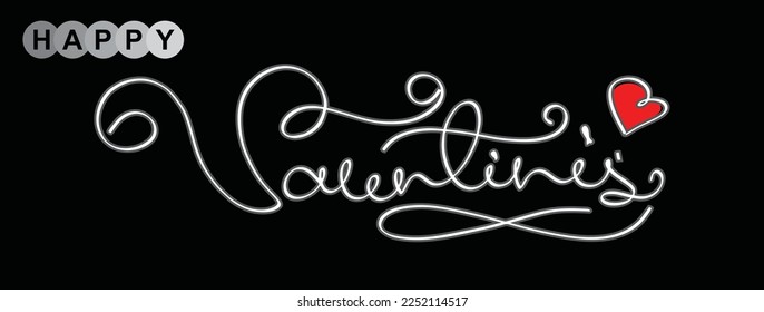 ilustración vectorial de la valentina feliz en blanco y negro manuscrita. fondo negro. y colores elegantes. belleza natural
