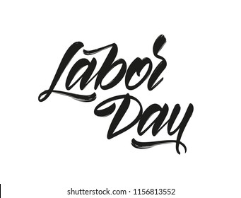 Vector illustration: Handwritten brush lettering  of Labor Day on white background