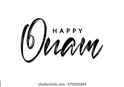 Vector illustration: Handwritten brush lettering of Happy Onam. Onam Festival. 