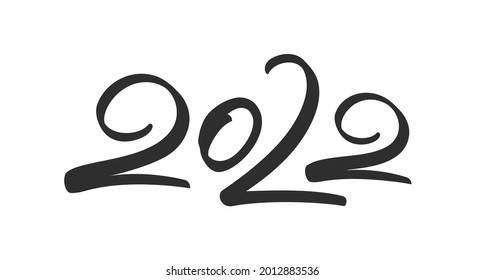 Vector illustration: Handwritten  brush lettering of 2022. Happy New Year. Chines calligraphy