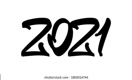 Ilustración del vector: Grabación manuscrita del tipo de pincel de 2021. Feliz Año Nuevo.