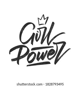Vector illustration: Handwritten brush type lettering of Girl Power.