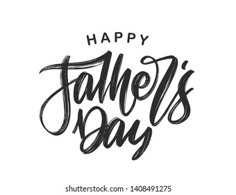 Vector illustration: Handwritten calligraphic brush type lettering of Happy Father's Day.