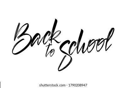 Vector illustration: Handwritten calligraphic brush lettering of Back to School on white background