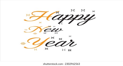  Ilustración vectorial. Composición manuscrita de letras de pincel caligráfico de Feliz Año Nuevo 2024 sobre fondo blanco.