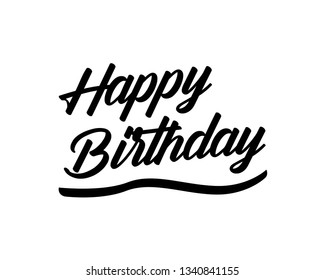Vector illustration: Handwritten calligraphic lettering of Happy Birthday on white background