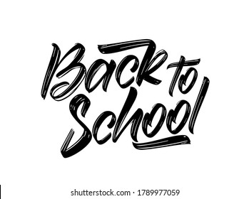 Vector illustration: Handwritten calligraphic lettering composition of Back to School on white background