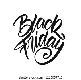 Vector illustration: Handwritten calligraphic type lettering of Black Friday on white background