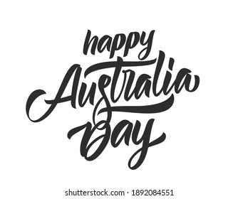 Vector illustration: Handwritten calligraphy brush lettering of Happy Australia Day
