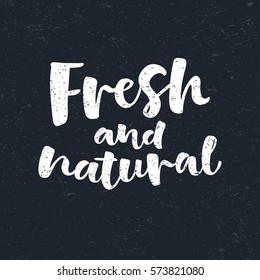 Vector illustration of handwritten chalk lettering on blackboard. Vector elements for shop, market, cafe design, restaurant menu and recipes. Fresh and natural. 