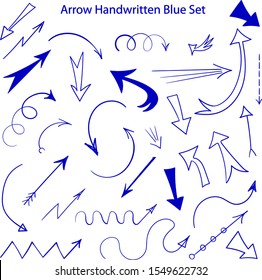 Vector illustration handwritten doodle arrows set.