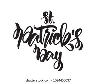 Vector illustration: Handwritten elegant modern brush type lettering of St. Patrick's Day on white background.