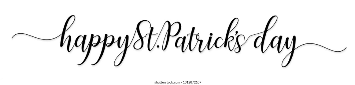 Vector illustration: Handwritten elegant modern brush lettering composition of Happy St. Patrick's Day on white background.