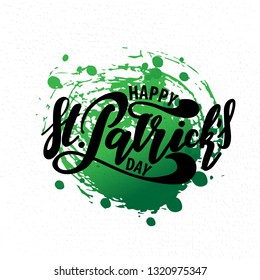 Vector illustration: Handwritten elegant modern brush lettering composition of Happy St Patrick's Day