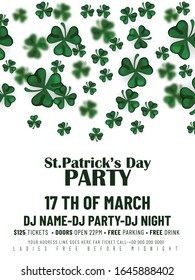 Vector illustration: Handwritten elegant modern brush lettering composition of Happy St. Patrick's Day on background.