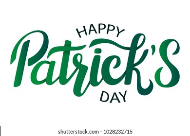 Vector illustration: Handwritten green elegant modern lettering emblem of Happy St. Patrick's Day.