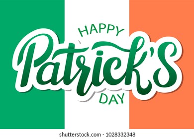 Vector illustration: Handwritten green elegant modern lettering emblem of Happy St. Patrick's Day.