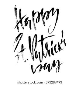 Vector illustration. Handwritten grunge modern dry brush lettering. Happy St. Patrick's Day. Hand drawn ink inscription