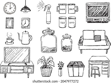 Vector illustration of  handwritten interior set