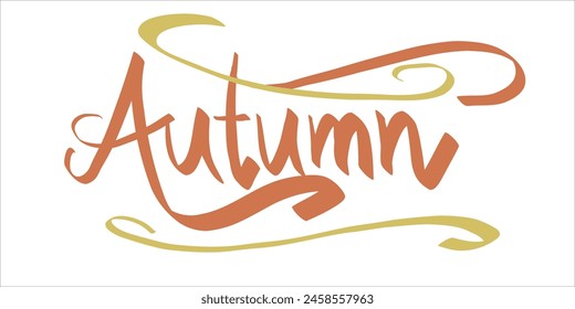 vector illustration handwritten lettering autumn doodle simple style delicate color packaging background element