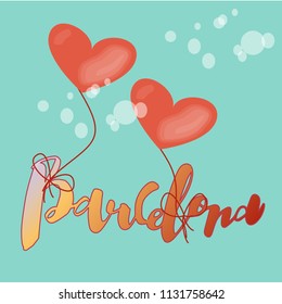 Vector illustration of handwritten lettering "Barcelona" to t-shirt design, postcards, logos, banner, poster or textile.