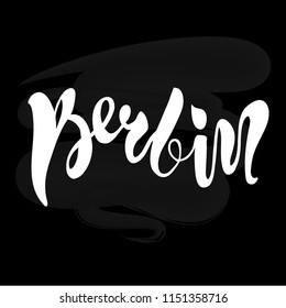 Vector illustration of handwritten lettering "Berlin" to t-shirt design, postcards, logos, banner, poster or textile.