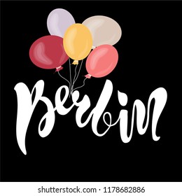 Vector illustration of handwritten lettering "Berlin" to t-shirt design, postcards, logos, banner, poster or textile.