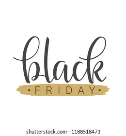 Vector illustration. Handwritten lettering of Black Friday. Objects isolated on white background.