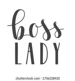 Vector Illustration. Handwritten Lettering of Boss Lady. Template for Banner, Card, Label, Postcard, Poster, Sticker, Print or Web Product. Objects Isolated on White Background.