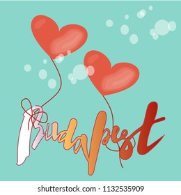 Vector illustration of handwritten lettering "Budapest" to t-shirt design, postcards, logos, banner, poster or textile.